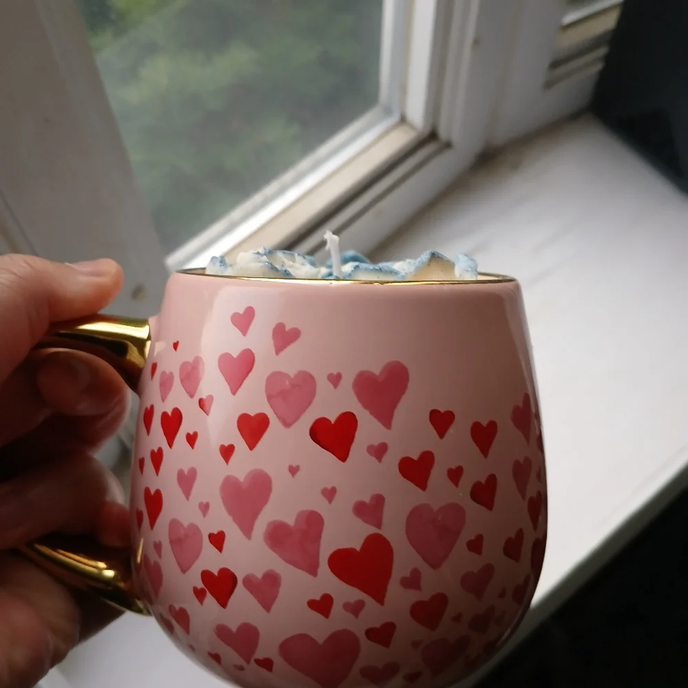 Cute Blue Glitter Rose Cup Candle - Picture 4 of 6